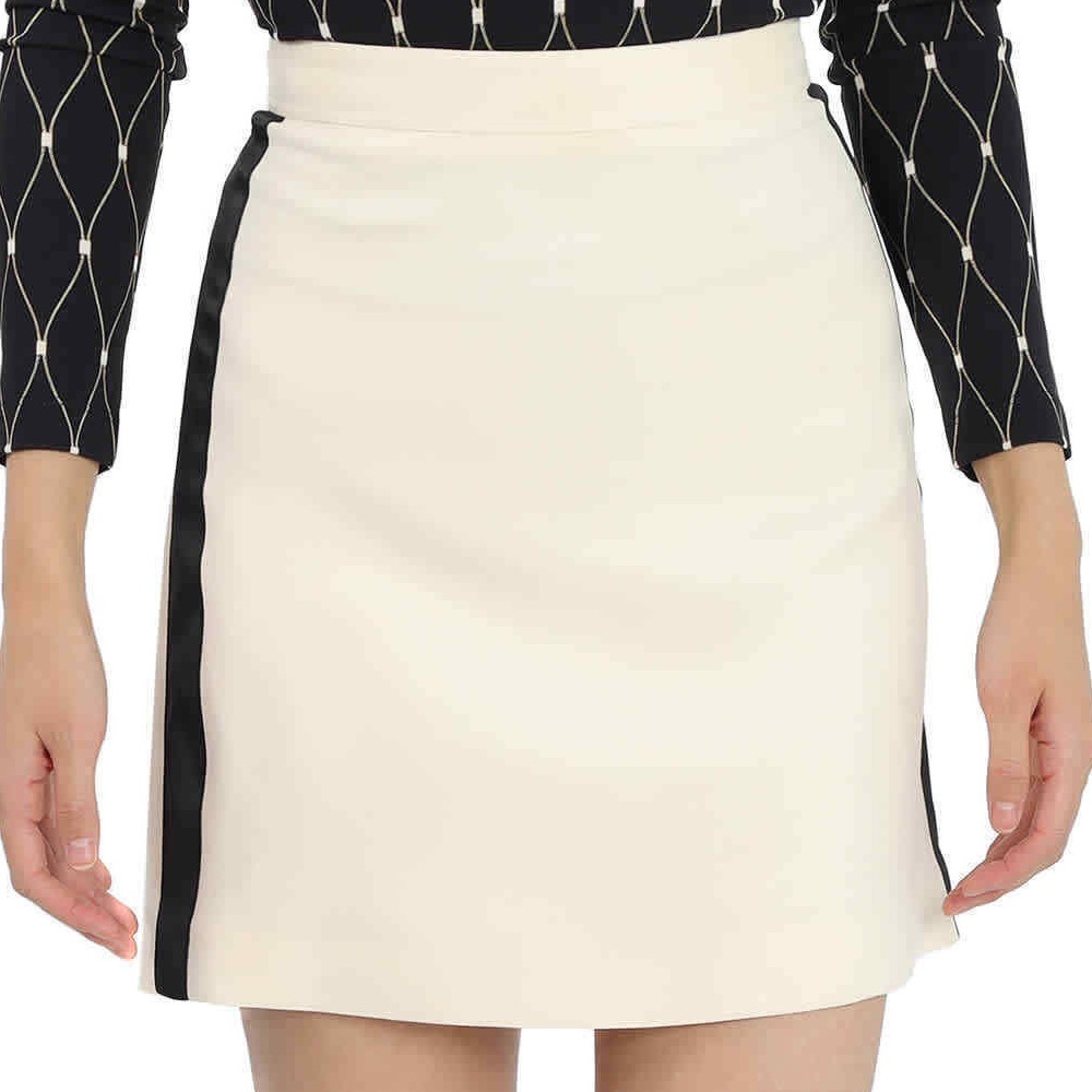 BURBERRY Silk Wool-Blend Skirt with Tuxedo Black Stripe